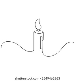 Ícone de vela   arte de uma linha, desenho contínuo de uma linha de isolada arte vetorial contorno