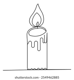 Candle icon   single line art, continuous one line drawing of  Isolated outline vector art