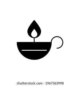 Candle icon in solid black flat shape glyph icon, isolated on white background 