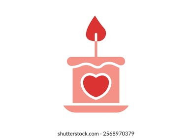 Candle icon. solid icon style. icon related to party, valentine. valentine day elements vector illustration