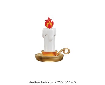 Candle icon with stand icon 3d render concept of  Christmas or holiday party icon