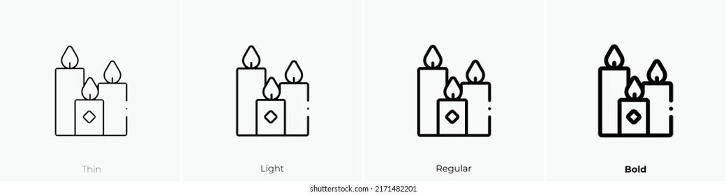 candle icon. Thin, Light Regular And Bold style design isolated on white background