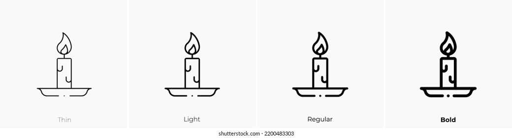 candle icon. Thin, Light Regular And Bold style design isolated on white background