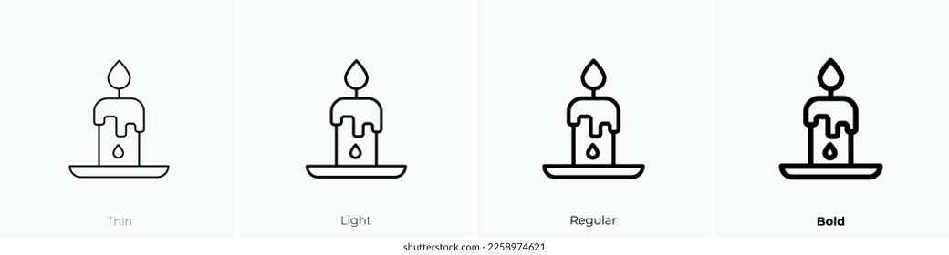 candle icon. Thin, Light Regular And Bold style design isolated on white background