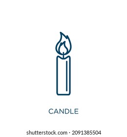 candle icon. Thin linear candle outline icon isolated on white background. Line vector candle sign, symbol for web and mobile