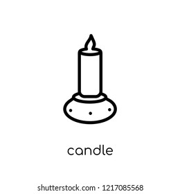 candle icon. Trendy modern flat linear vector candle icon on white background from thin line Religion collection, editable outline stroke vector illustration