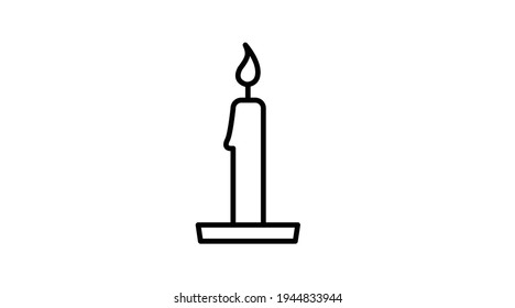 Candle icon. Vector black and white illustration of a candle