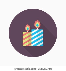 Candle icon , Vector flat long shadow design.