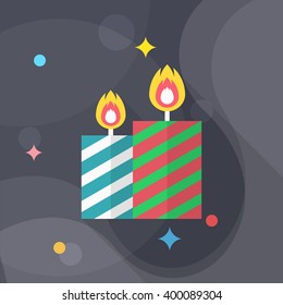 Candle icon , Vector flat long shadow design.
