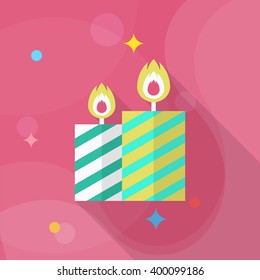 Candle icon , Vector flat long shadow design.