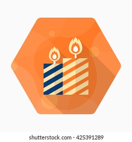 Candle icon , Vector flat long shadow design.