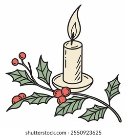 Candle icon vector illustration for all season and decoration Christmas or new year.  Vector illustration in cartoon style with white background.