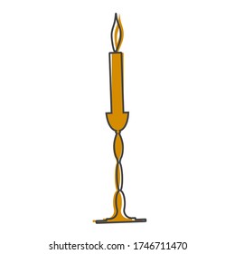 Candle icon. Vector illustration antique candle cartoon style on white isolated background.