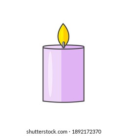 Candle icon. Vector illustration antique candle on white isolated background.