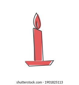 Candle icon. Vector illustration antique candle on cartoon style on white isolated background.