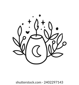 Candle icon. Vector illustration. Esoteric and magic. Self care concept, relaxation and balance.