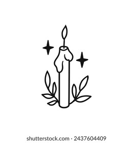 Candle icon. Vector illustration. Esoteric and magic. Self care concept, relaxation and balance.