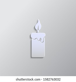 Candle icon. Candle vector illustration. Vector icon. Paper style vector icon