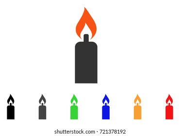 Candle icon. Vector illustration style is a flat iconic candle symbol with black, grey, green, blue, red, orange color additional versions. Designed for web and software interfaces.