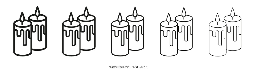 Candle icon vector outline set illustration sign