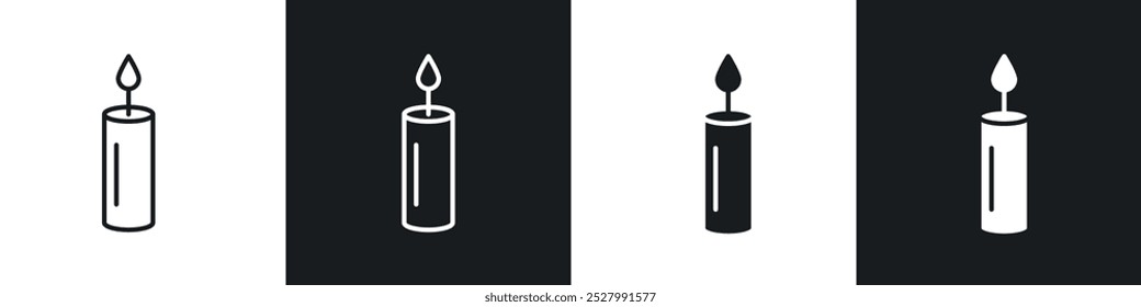 Candle icon vector icon set black filled and outlined style.