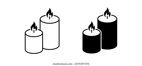 Candle icon vector set. Outline candle symbol