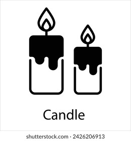 Candle Icon vector, Such Line sign as autumn, Submission of autumn icons. Vector Computer Isolated Pictograms for Web on White Background Editable Stroke stock illustration