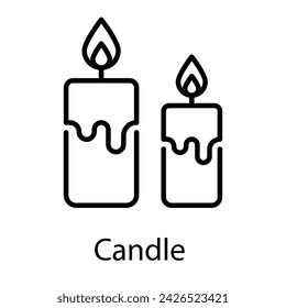Candle Icon vector, Such Line sign as autumn, Submission of autumn icons. Vector Computer Isolated Pictograms for Web on White Background Editable Stroke stock illustration