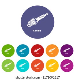 Candle icons color set vector for any web design on white background