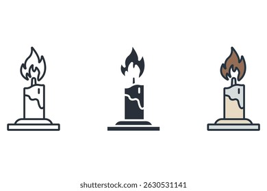 candle icons isolated on White Background. Flat style design