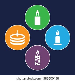 candle icons set. Set of 4 candle filled icons such as candle