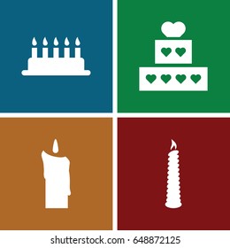 Candle icons set. set of 4 candle filled icons such as candle