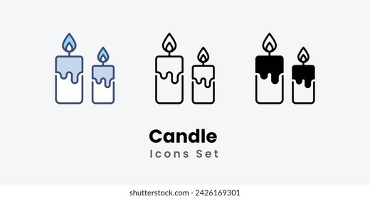 Candle icons set autumn icons vector stock illustration.