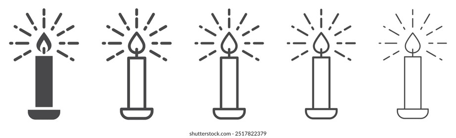 Candle icons set. Candlestick, party, religion commemorative. Vector. EPS10.