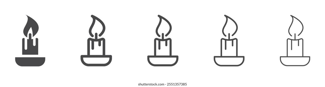 Candle icons set. Candlestick, party, religion commemorative. Vector. EPS10.