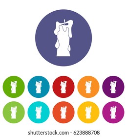  Candle icons set in circle isolated flat vector illustration