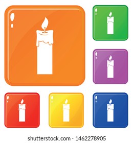 Candle icons set collection vector 6 color isolated on white background