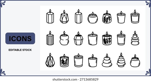 Conjunto de iconos de velas para proyectos de diseño