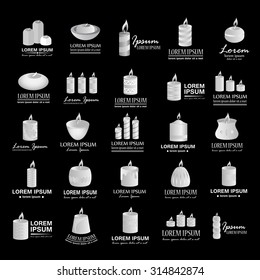 Candle Icons Set - Isolated On Black Background - Vector Illustration, Graphic Design, Editable For Your Design