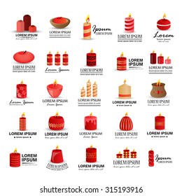 Candle Icons Set - Isolated On White Background - Vector Illustration, Editable