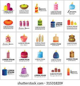Candle Icons Set - Isolated On White Background - Vector Illustration, Graphic Design, Editable For Your Design