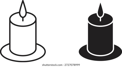 Conjunto de iconos de velas. Ilustración vectorial de línea simple
