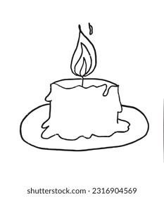 Imagen de ilustración de velas. 
Imagen dibujada a mano de una vela. 
Simple y lindo logo original.
Ilustración vectorial dibujada a mano para afiches, tarjetas, camisetas.
