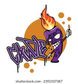 candle illustration vector with angry face design art
