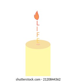 candle but instead of a wick the word life
