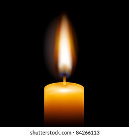 Candle, Isolated On Black Background, Vector Illustration