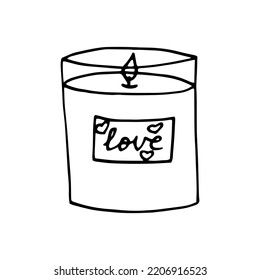 candle in a jar hand drawn in doodle style.