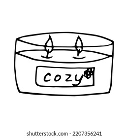 candle in a jar hand drawn in doodle style.
