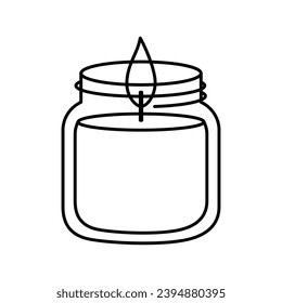 Candle in jar silhouette. Doodle illustration