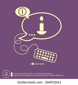 Candle and keyboard design elements. Line icons for application development, web page coding and programming, creative process